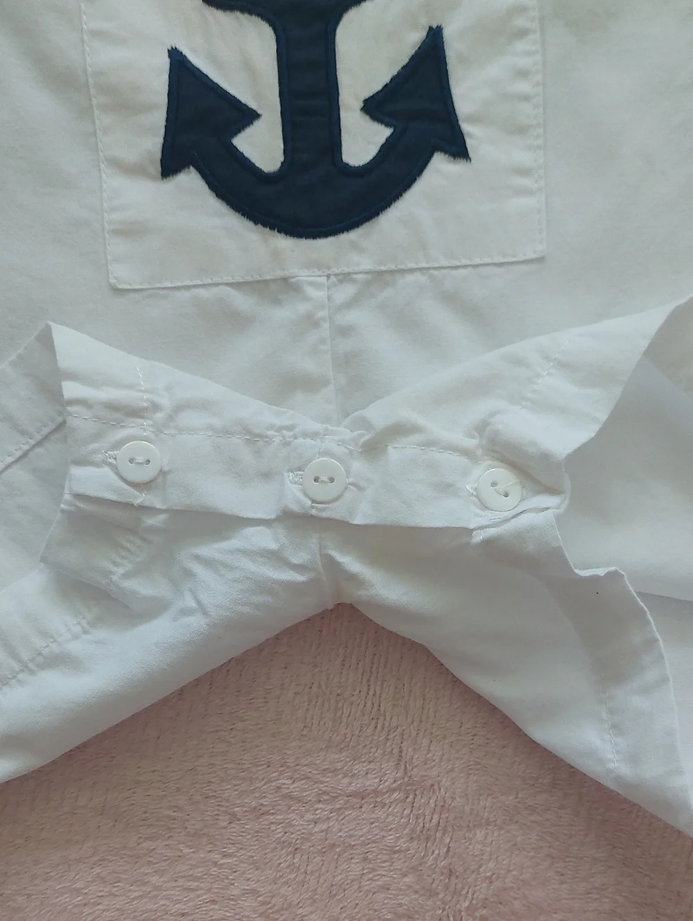 POWELL CRAFT White Nautical Shortalls with Anchor Accent NWOT